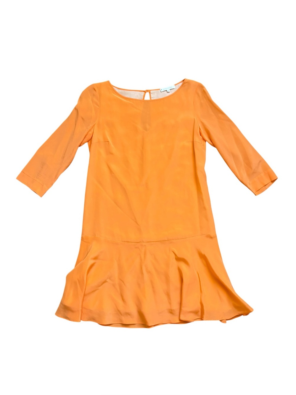 Patricia Pepe mini orange silk 3/4 sleeve dress gold  insect button size 38/US 2